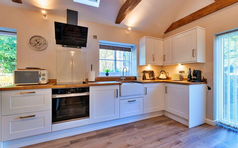The Asparagus Shed: Kitchen, Interior Design, Major Appliance, Wood, Countertop, Kitchen Appliance, Flooring, Home Appliance, Furniture, Cabinetry