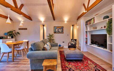 The Asparagus Shed: Furniture, Interior Design, Flooring, Wall, Floor, Couch, Wood, Ceiling, Room, Living Room
