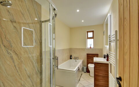 The Owls Rest: Flooring, Wall, Interior Design, Floor, Plumbing Fixture, Wood, Bathroom, Ceiling, Plumbing, Lighting