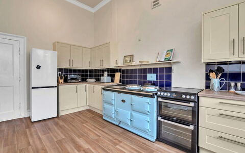 Clavering Hall: Flooring, Interior Design, Wood, Major Appliance, Floor, Kitchen Appliance, Kitchen, Cabinetry, Home Appliance, Room