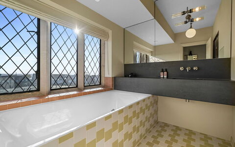 Arc Thorpeness: Wall, Flooring, Interior Design, Bathtub, Floor, Ceiling, Plumbing Fixture, Bathroom, Tile, Plumbing