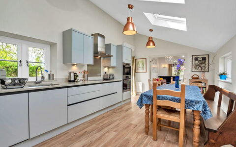 The Pottage: Furniture, Interior Design, Kitchen, Flooring, Countertop, Floor, Cabinetry, Wood, Wood Flooring, Kitchen Appliance