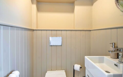 The Old Windmill: Wall, Bathroom, Plumbing Fixture, Interior Design, Flooring, Plumbing, Floor, Tap, Toilet, Bathroom Sink