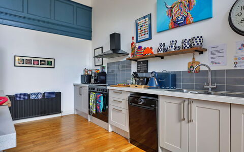 The Chapel: Kitchen, Kitchen Appliance, Major Appliance, Flooring, Interior Design, Countertop, Furniture, Floor, Kitchen Stove, Ceiling