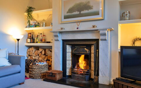 Ingersley Cottage: Hearth, Furniture, Interior Design, Wood, Flooring, Living Room, Lighting, Floor, Home