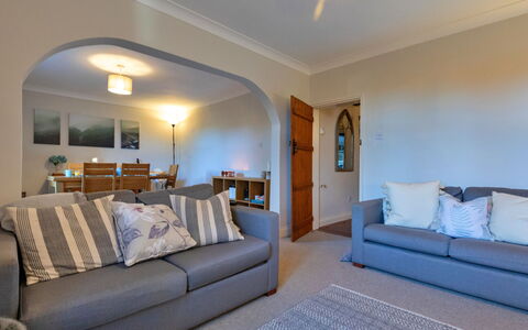 Ingersley Cottage: Furniture, Interior Design, Couch, Flooring, Wall, Floor, Wood, Ceiling, Room, Living Room