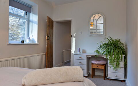 Ingersley Cottage: Furniture, Bed, Interior Design, Bedroom, Wall, Bedding, Bed Sheet, Wood, Flooring, Floor