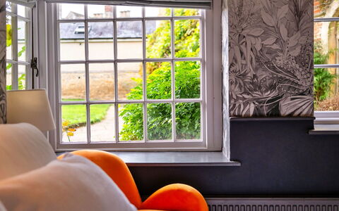 Morley House: Interior Design, Textile, Window Treatment, Shade, Glass, Living Room, Window Covering, Cushion, Curtain