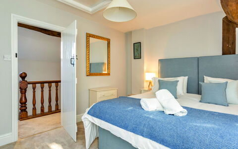 Dunford Barn: Furniture, Wall, Bedroom, Bed, Wood, Floor, Interior Design, Flooring, Ceiling, Bedding