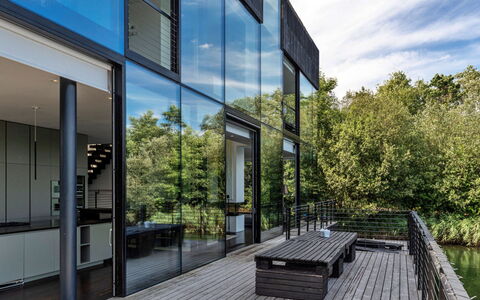 The Glass House at the Lakes by Yoo: Composite Material, Glass, Shade, Design, Reflection, Daylighting, Balcony, Eco Hotel