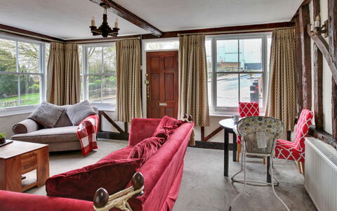 The Red House, Maldon: Furniture, Interior Design, Wood, Ceiling, Room, Floor, Flooring, Home, Couch, Living Room
