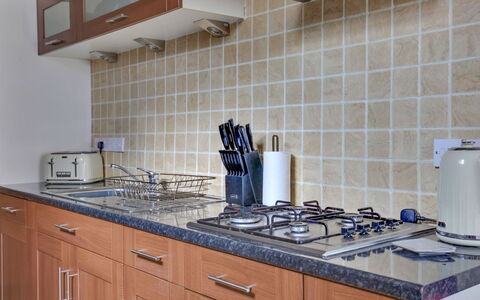 The Red House, Maldon: Kitchen, Countertop, Kitchen Appliance, Major Appliance, Cabinetry, Flooring, Kitchen Stove, Stove, Gas Stove, Kitchen Sink
