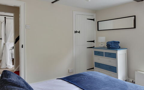 The Red House, Maldon: Bed, Furniture, Bedroom, Interior Design, Bedding, Bed Sheet, Room, Ceiling, Linens, Textile