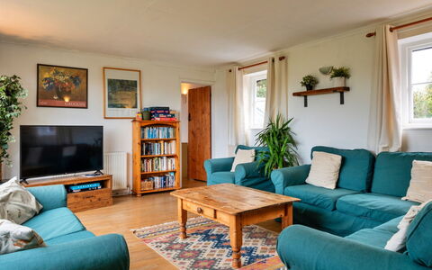 Cricketers' Cottage: Furniture, Interior Design, Couch, Flooring, Wood, Floor, Living Room, Room, Ceiling, Table