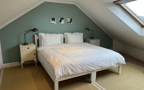 Mill Barn by the Stream: Bed, Furniture, Bedroom, Bedding, Floor, Interior Design, Bed Sheet, Flooring, Wood, Linens