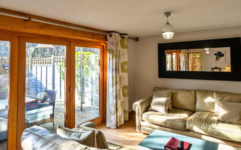 Hollies Cottage, Oak (3 Bed): Furniture, Interior Design, Couch, Wall, Wood, Flooring, Floor, Ceiling, Room, Living Room