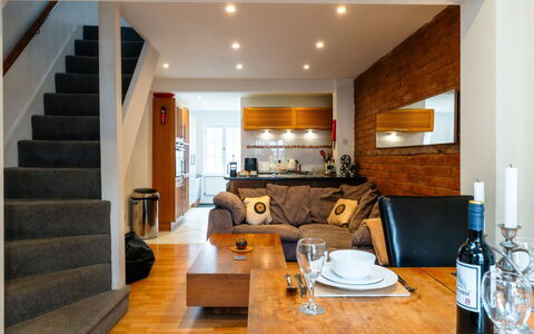 Three Storeys in Newent: Furniture, Interior Design, Flooring, Couch, Floor, Wall, Wood, Room, Ceiling, Living Room
