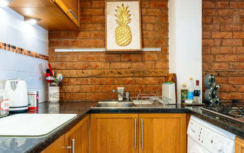 Three Storeys in Newent: Kitchen, Kitchen Appliance, Major Appliance, Countertop, Wood, Cabinetry, Interior Design, Flooring, Home Appliance, Kitchen Stove