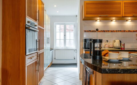 Three Storeys in Newent: Kitchen, Countertop, Cabinetry, Kitchen Appliance, Interior Design, Flooring, Furniture, Major Appliance, Wood, Floor