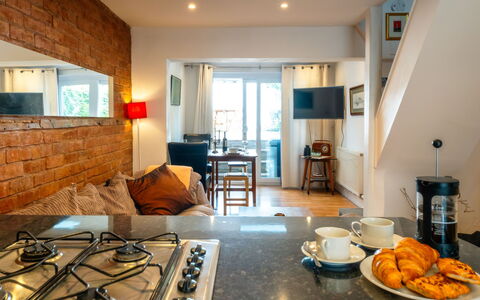 Three Storeys in Newent: Furniture, Interior Design, Flooring, Wood, Major Appliance, Countertop, Kitchen, Floor, Ceiling, Kitchen Appliance