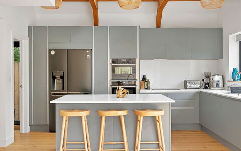 Firethorn: Furniture, Kitchen, Kitchen Appliance, Countertop, Interior Design, Flooring, Cabinetry, Major Appliance, Wood, Floor