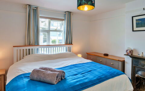 Bude Bolthole: Furniture, Interior Design, Bed, Bedroom, Wall, Wood, Ceiling, Room, Floor, Flooring