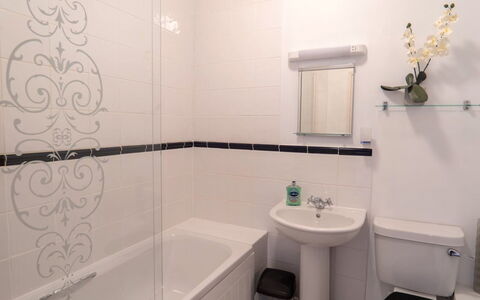 Rosemary Cottage at Widemouth Bay: Bathroom, Plumbing Fixture, Interior Design, Sink, Flooring, Tap, Bathroom Sink, Floor, Plumbing, Toilet