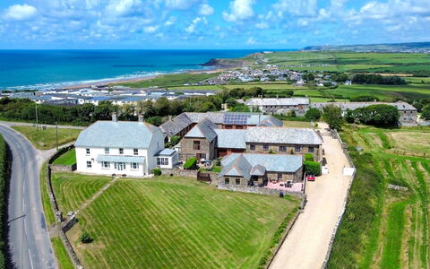 Olive Tree at Widemouth Bay: Residential Area, House, Landscape, Home, Plain, Estate, Land Lot, Rural Area, Human Settlement, Bird'S-Eye View