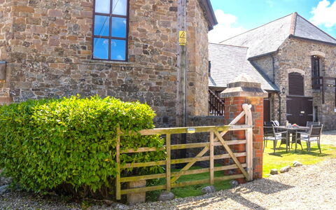 Fields Barn at Widemouth Bay: Cottage, House, Door, Rural Area, Groundcover, Estate, Farmhouse, Garden, Lawn