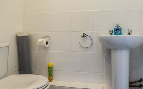 The Hayloft: Bathroom, Plumbing Fixture, Bathroom Sink, Flooring, Sink, Floor, Tap, Plumbing, Interior Design, Toilet Seat