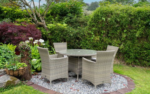 Swallow Cottage: Garden, Outdoor Furniture, Shrub, Furniture, Backyard, Outdoor Table, Lawn, Groundcover, Chair