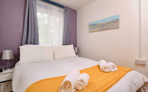 St. Ives 637: Bed, Bedroom, Interior Design, Bed Sheet, Bedding, Linens, Furniture, Floor, Room, Bed Frame