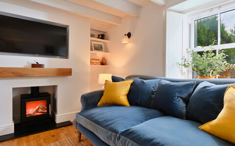 Millstone Cottage: Furniture, Interior Design, Wall, Couch, Flooring, Wood, Living Room, Floor, Room, Lighting
