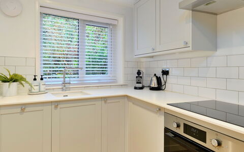 Millstone Cottage: Countertop, Kitchen, Interior Design, Wood, Cabinetry, Flooring, Plumbing Fixture, Kitchen Appliance, Tap, Home