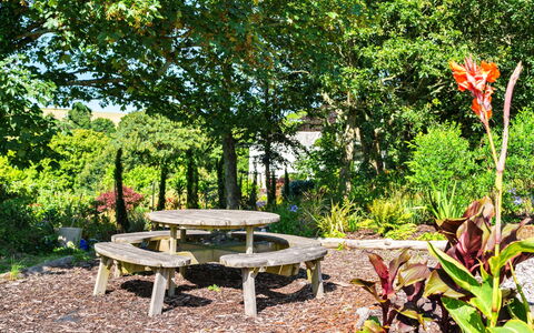 The Old Vicarage: Outdoor Furniture, Furniture, Shrub, Garden, Outdoor Bench, Plant Community, Outdoor Table, Bench, Picnic Table, Shade