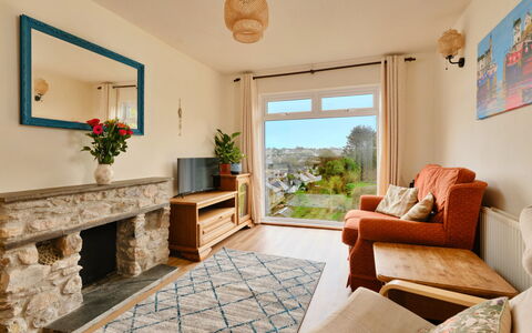 Looe Valley View: Furniture, Interior Design, Flooring, Wood, Floor, Room, Couch, Living Room, Ceiling, Table