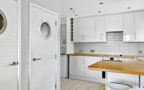 Bownder House: Interior Design, Wall, Flooring, Wood, Countertop, Floor, Kitchen, Cabinetry, Furniture, Home