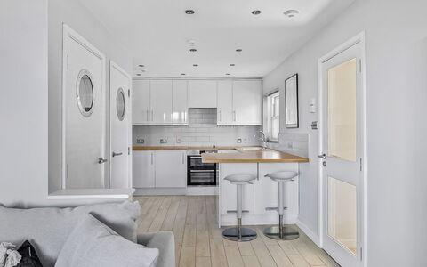 Bownder House: Furniture, Interior Design, Flooring, Floor, Wall, Wood, Ceiling, Kitchen, Countertop, Home