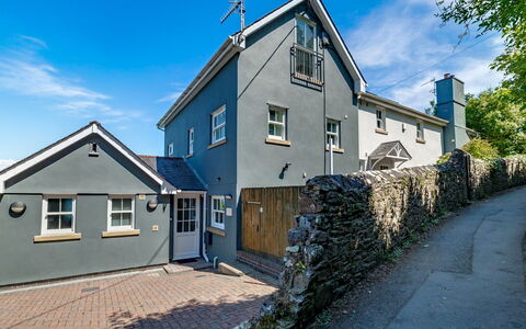 Bownder House: Blue, Wall, Building, Window, House, Home, Facade, Roof, Architecture, Door