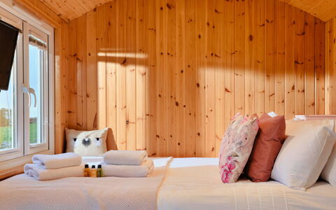 Demelza Shepherd'S Hut: Wood, Interior Design, Bedroom, Flooring, Floor, Bed, Lighting, Room, Home, Bed Sheet