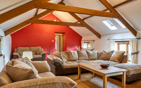 Oak Leaf Cottage: Furniture, Interior Design, Wood, Flooring, Ceiling, Floor, Wood Flooring, Couch, Room, Living Room