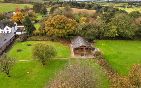 Tarka'S Holt Log Cabin, Stowford: Grass, Tree, Grassland, Plain, Landscape, Rural Area, Land Lot, Cottage, Human Settlement
