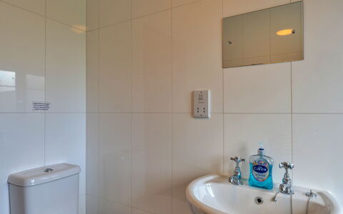 Tarka'S Holt Log Cabin, Stowford: Wall, Bathroom Sink, Plumbing Fixture, Flooring, Bathroom, Interior Design, Sink, Floor, Tap, Plumbing