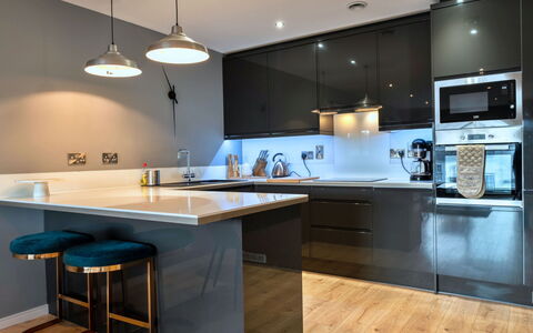 Plymouth Residence 53: Furniture, Countertop, Interior Design, Kitchen, Cabinetry, Flooring, Light Fixture, Kitchen Appliance, Ceiling, Wood