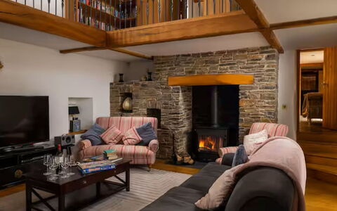 Coulscott Old Barn: Furniture, Interior Design, Flooring, Floor, Couch, Wall, Wood, Living Room, Ceiling, Room