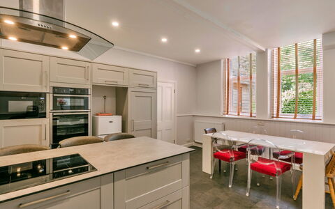 Wallingbrook Lodge: Kitchen, Flooring, Interior Design, Wood, Ceiling, Cabinetry, Floor, Countertop, Furniture, Kitchen Appliance
