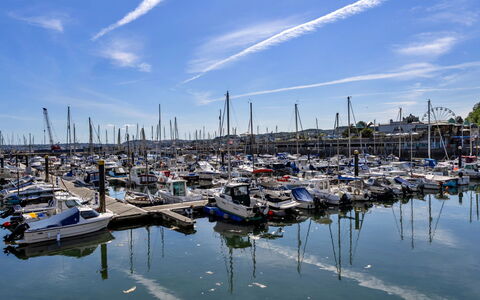 Harbour View: Boat, Blue, Water, Marina, Watercraft, Boats And Boating--Equipment And Supplies, Waterway, Port, Mast, Harbor