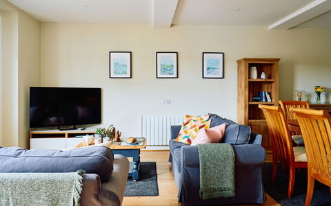 The Barn at Courtleigh: Furniture, Interior Design, Couch, Flooring, Floor, Wall, Wood, Room, Living Room, Ceiling