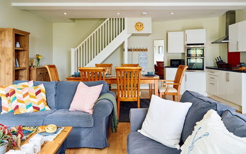 The Barn at Courtleigh: Furniture, Interior Design, Couch, Flooring, Floor, Wood, Ceiling, Living Room, Room, Table