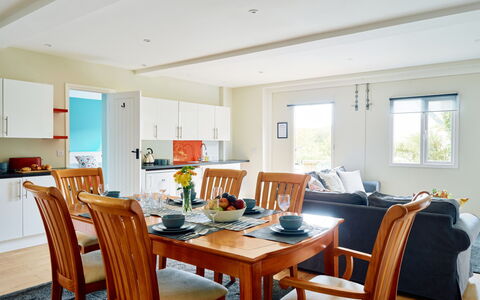 The Barn at Courtleigh: Furniture, Wood, Interior Design, Flooring, Table, Ceiling, Floor, Kitchen & Dining Room Table, Chair, Dining Room